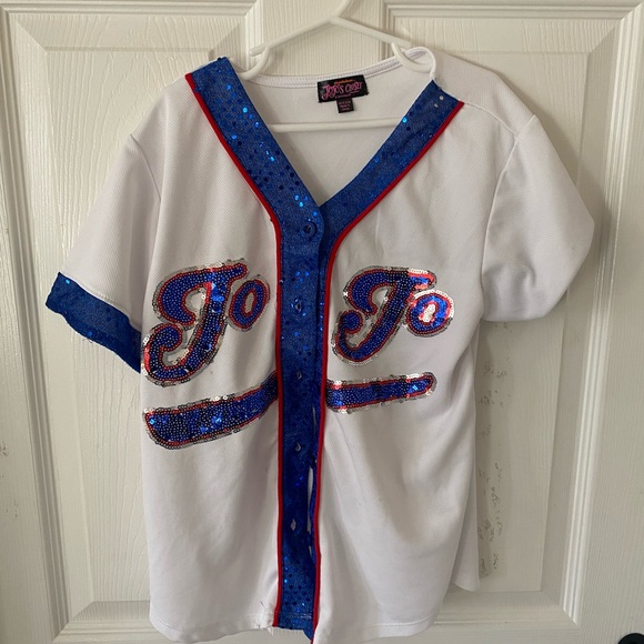 Nickelodeon Kids White and Blue Sequin Jersey - Picture 1 of 4